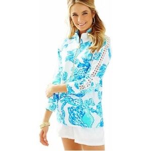VGUC RARE LILLY PULITZER SKIPPER POPOVER LARGE BAREFOOT PRINCESS HOLY
**GRAIL!**